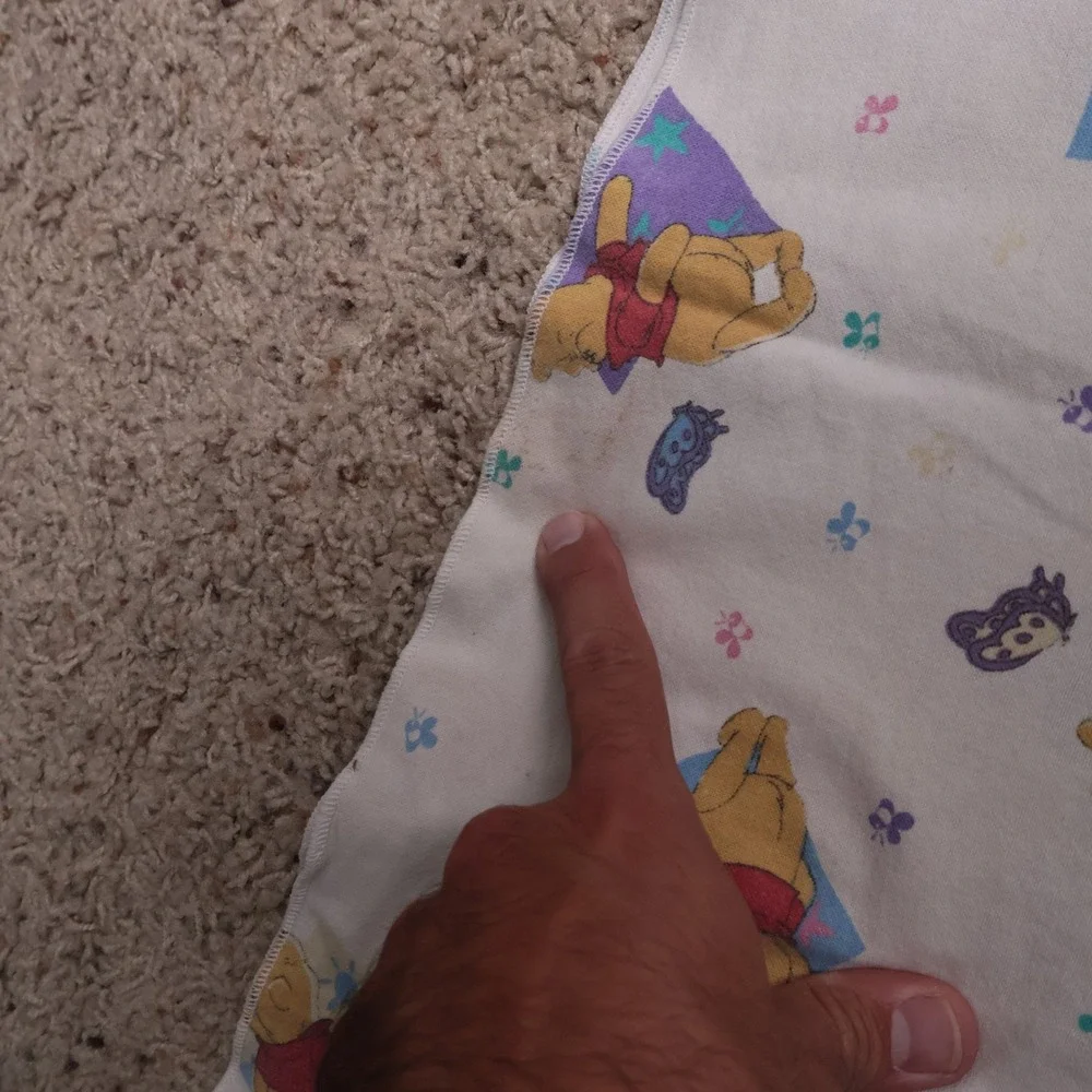 Vintage‎ Disney Winnie the Pooh Receiving Baby Blanket White Pastel 30x36